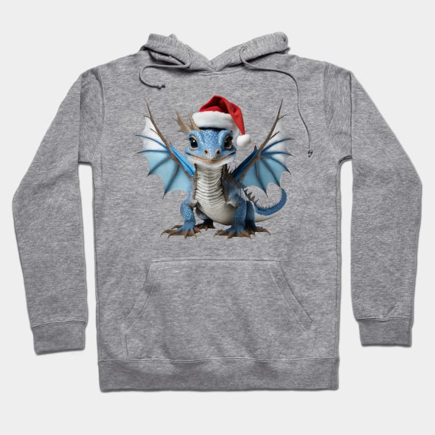 Cute Blue Baby Dragon for Christmas Hoodie by Cuteopia Gallery